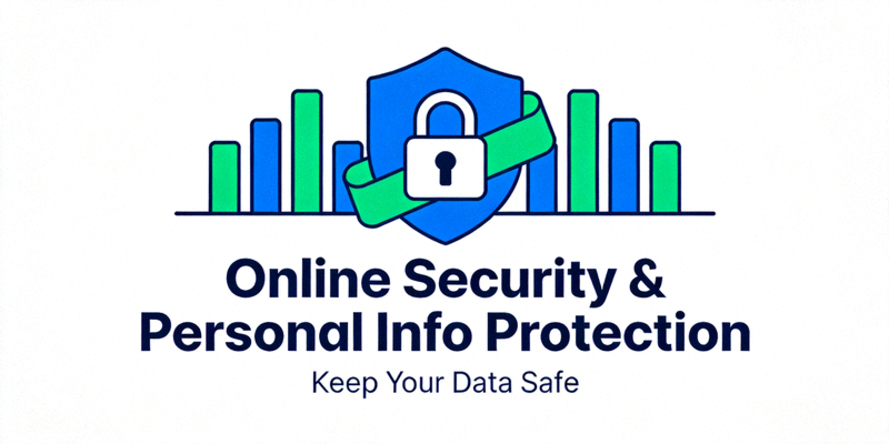 온라인에서 안전을 상징하는 자물쇠 아이콘과 개인정보 보호를 강조하는 그래픽